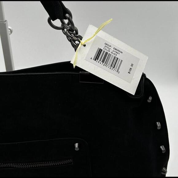 JOE'S EMERSON Suede Stylish Black Handbag with Chain Accents - NWT - Picture 5 of 6